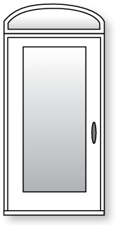 Porte d'entrée surmontée d'une imposte en arc de cercle allongé