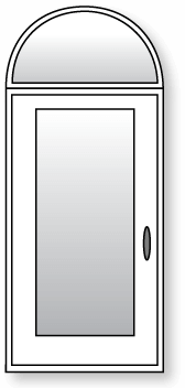 Porte d'entrée surmontée d'une imposte en demi-lune