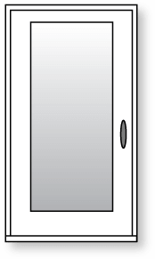 Porte d'entrée simple avec insertion en verre pleine grandeur, sans fenêtre latérale