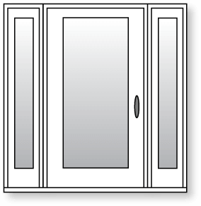 Porte d'entrée avec fenêtres latérales des deux côtés