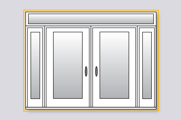 Schéma d'un système de porte d'entrée avec le cadre de porte mis en évidence