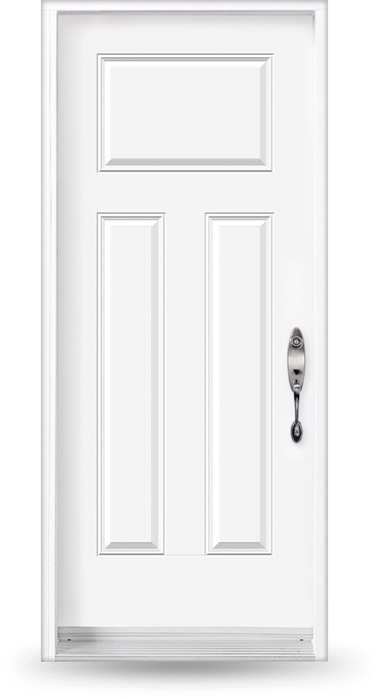 Portes d'entrée Guitard – porte d'entrée blanche à panneaux surélevés avec poignée