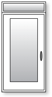Porte d'entrée surmontée d'une imposte rectangulaire