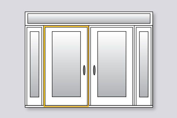 Schéma d'un système de porte d'entrée avec le panneau de porte mis en évidence