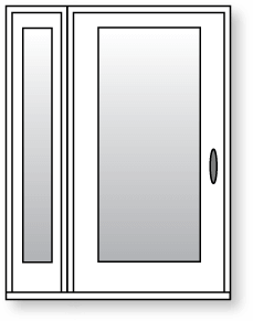 Porte d'entrée avec fenêtre latérale à gauche